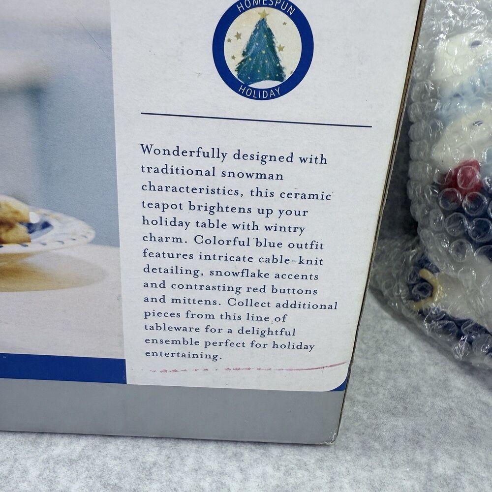 Homespun Holiday Collection Blue Snowman Four Cup Teapot Christmas Holidays - Picture 13 of 14